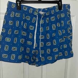 Lacoste Blue and Green Geometric Swim Shorts